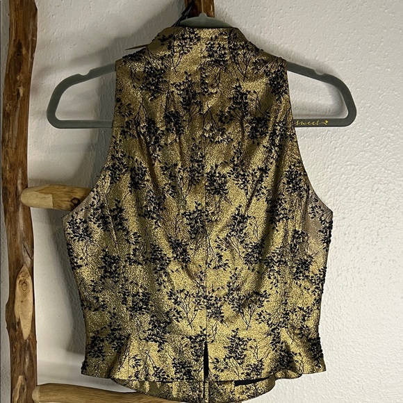 Carmen Marc Valvo Gold and Black Beaded Sleeveless Top Vest S/M - Picture 6 of 9